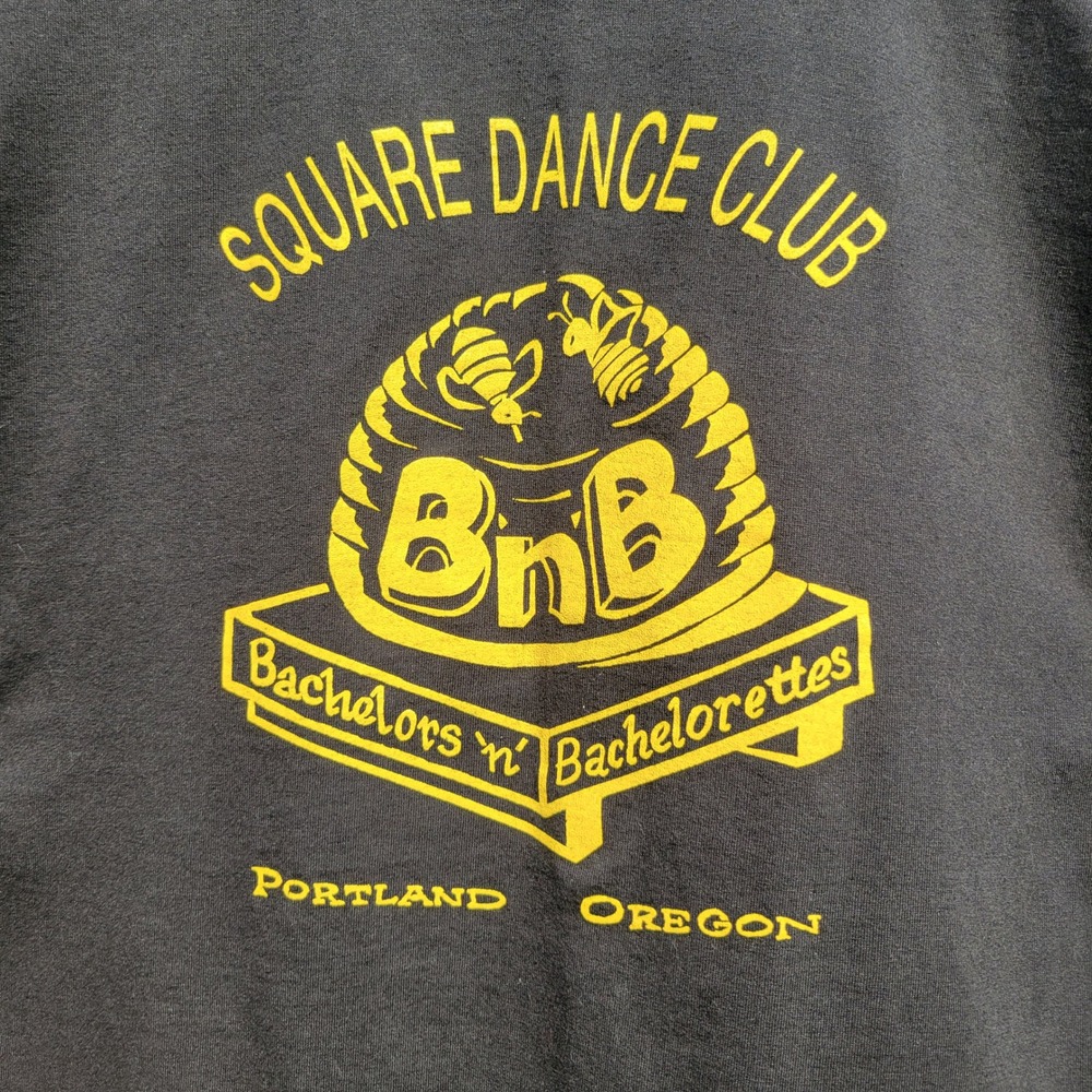 Vintage Hanes Heavyweight Single Stitch Square Dance Club Oregon T-Shirt Black L - Picture 3 of 7
